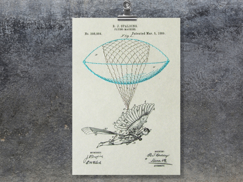 Flying Machine. Paper Embroidery by Fabulous Cat Papers FabulousCatPapers