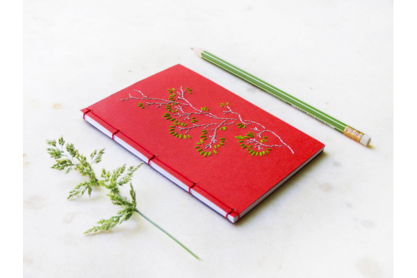 Spring Branch. Red Small Notebook by Fabulous Cat Papers