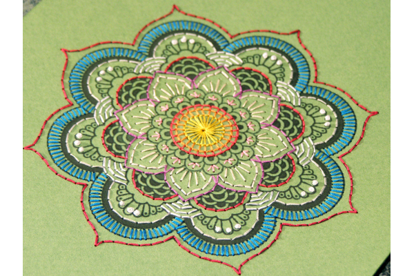 Green Mandala. Paper Embroidery by FabulousCatPapers