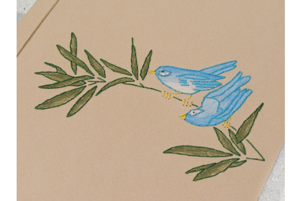 Two Little Blue Birds on a Tree Branch by Fabulous Cat Papers