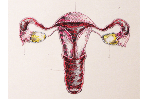 Uterus and Ovaries. Anatomy Art. Paper Embroidery by Fabulous Cat Papers