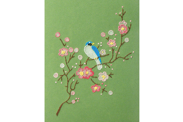 Spring Journal. Blooming Branch with a Little Blue Bird by Fabulous Cat Papers