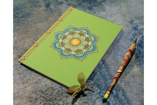 Green Mandala Notebook by Fabulous Cat Papers