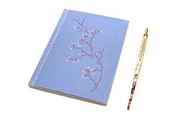 Sakura on Green or Blue Journal by Fabulous Cat Papers