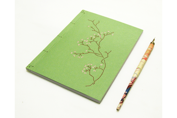 Sakura on Green or Blue Journal by Fabulous Cat Papers