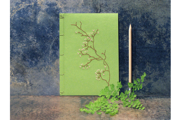 Sakura on Green or Blue Journal by Fabulous Cat Papers