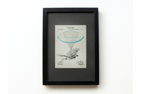 Flying Machine. Paper Embroidery by Fabulous Cat Papers