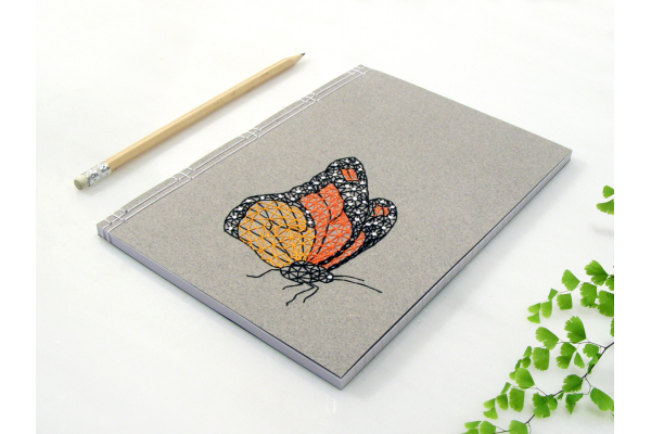 Monarch Butterfly. Embroidered A5 Notebook by Fabulous Cat Papers