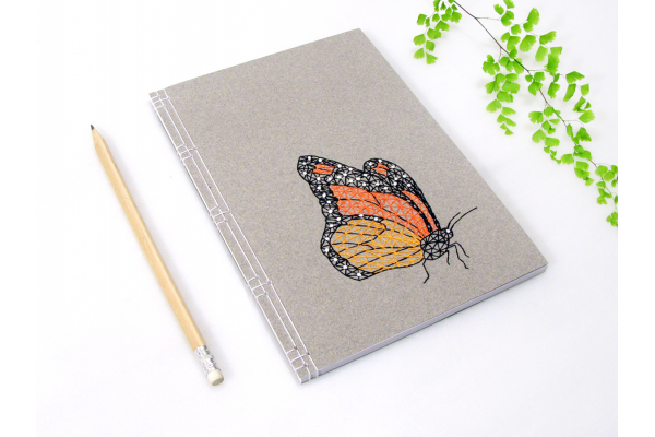 Monarch Butterfly. Embroidered A5 Notebook by Fabulous Cat Papers