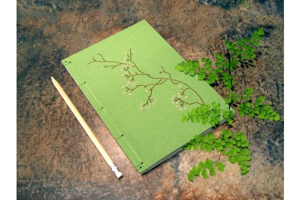 Sakura on Green or Blue Journal by Fabulous Cat Papers