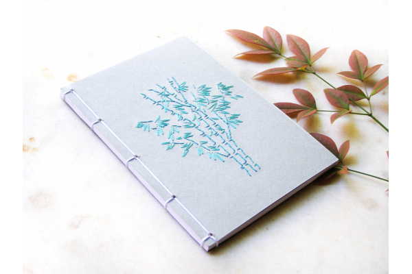 Bamboo Trees. Embroidered A6 Notebook by Fabulous Cat Papers