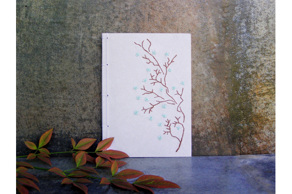 Blooming Branch. Gray Small Notebook by Fabulous Cat Papers