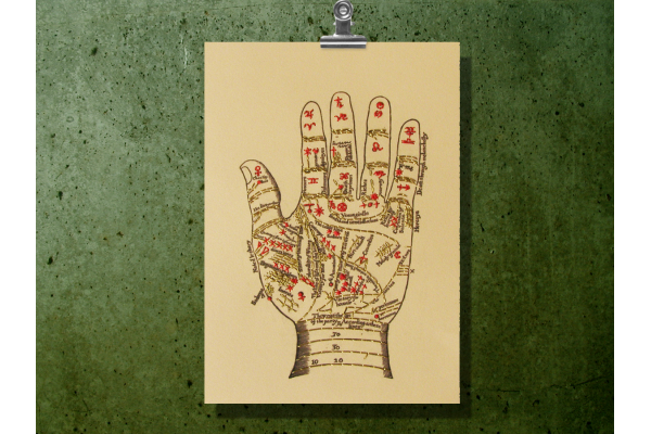 Palmistry. Zodiac Hand. Paper Embroidery by Fabulous Cat Papers