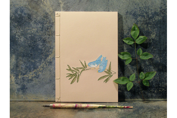 Two Little Blue Birds on a Tree Branch by Fabulous Cat Papers