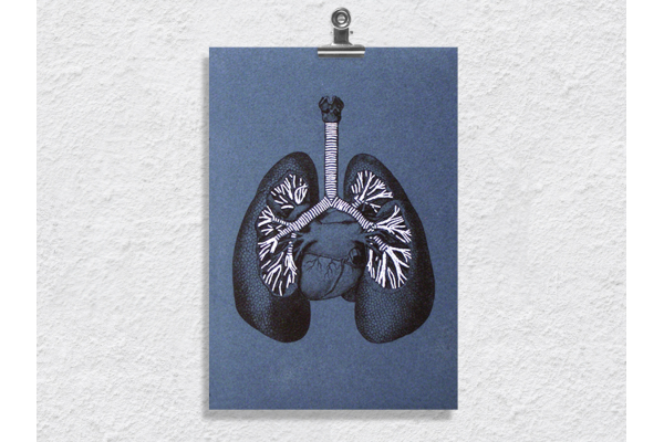 Lungs Anatomy. Paper Embroidery by Fabulous Cat Papers