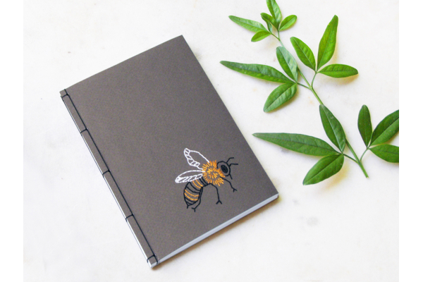 Bumble Bee. A6 Embroidered Notebook by Fabulous Cat Papers