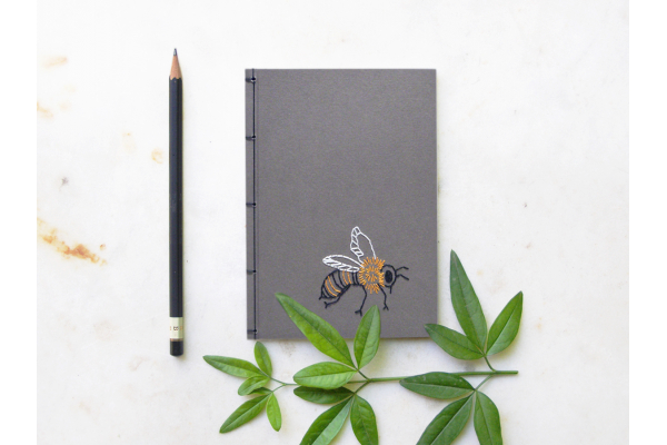 Bumble Bee. A6 Embroidered Notebook by Fabulous Cat Papers