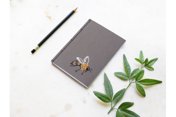 Bumble Bee. A6 Embroidered Notebook by Fabulous Cat Papers