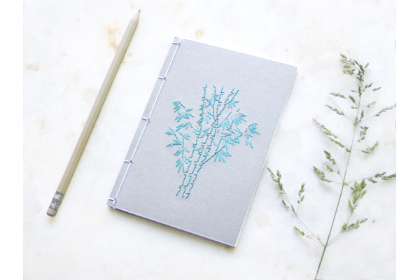 Bamboo Trees. Embroidered A6 Notebook by Fabulous Cat Papers