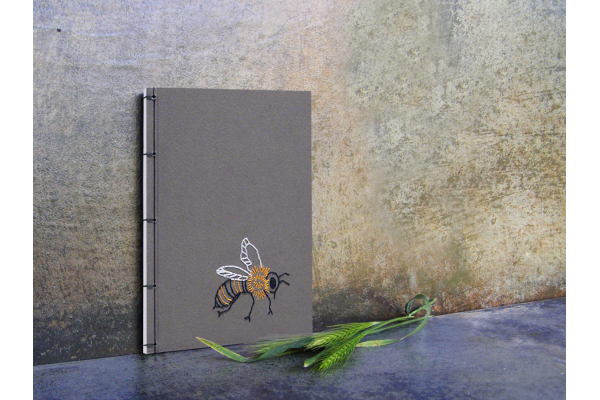Bumble Bee. A6 Embroidered Notebook by Fabulous Cat Papers