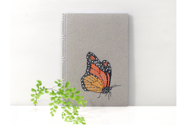 Monarch Butterfly. Embroidered A5 Notebook by Fabulous Cat Papers
