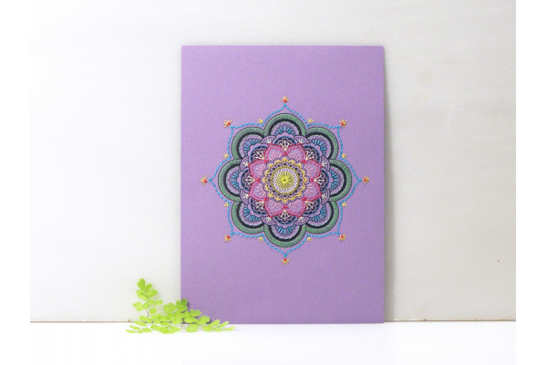 Purple Mandala. Paper Embroidery by Fabulous Cat Papers