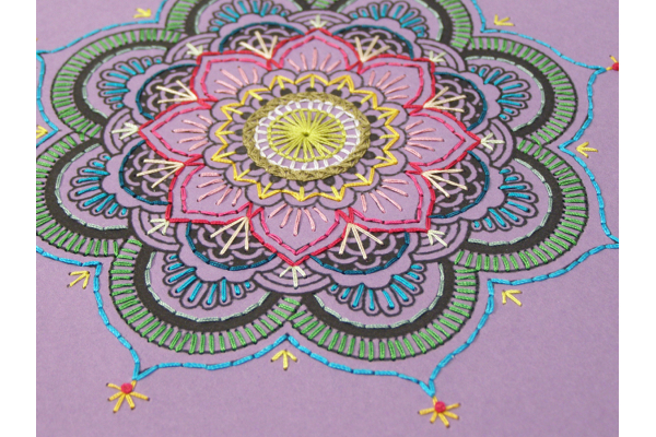 Purple Mandala. Embroidered Yoga Journal by Fabulous Cat Papers