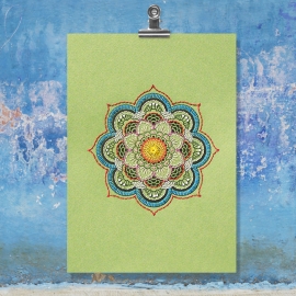 Green Mandala. Paper Embroidery by FabulousCatPapers