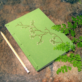 Sakura on Green or Blue Journal by Fabulous Cat Papers