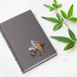 Bumble Bee. A6 Embroidered Notebook by Fabulous Cat Papers