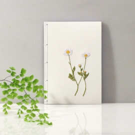Chamomiles. Cute Embroidered A6 Notebook by Fabulous Cat Papers