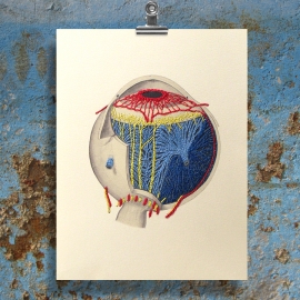 Anatomical Eye. Paper Embroidery by Fabulous Cat Papers