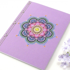 Purple Mandala. Embroidered Yoga Journal by Fabulous Cat Papers