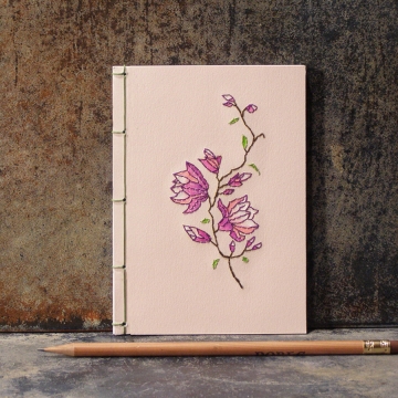 Magnolia. Small Floral Notebook on Pink