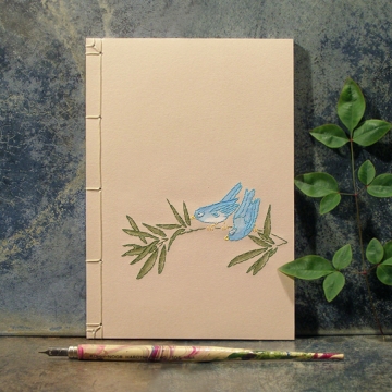 Two Little Blue Birds on a Tree Branch