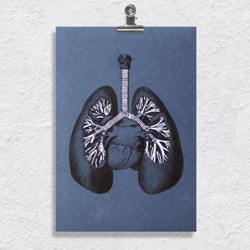Lungs Anatomy. Paper Embroidery