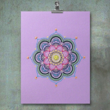 Purple Mandala. Paper Embroidery.